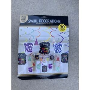 30 x NEW YEAR HANGING SWIRLS BUMPER PACK PARTY DECORATIONS BRIGHT *BRAND NEW**
